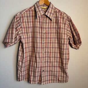 Mountain Hardwear Mens Large Plaid Short Sleeve Button Up Shirt Outdoor Camp